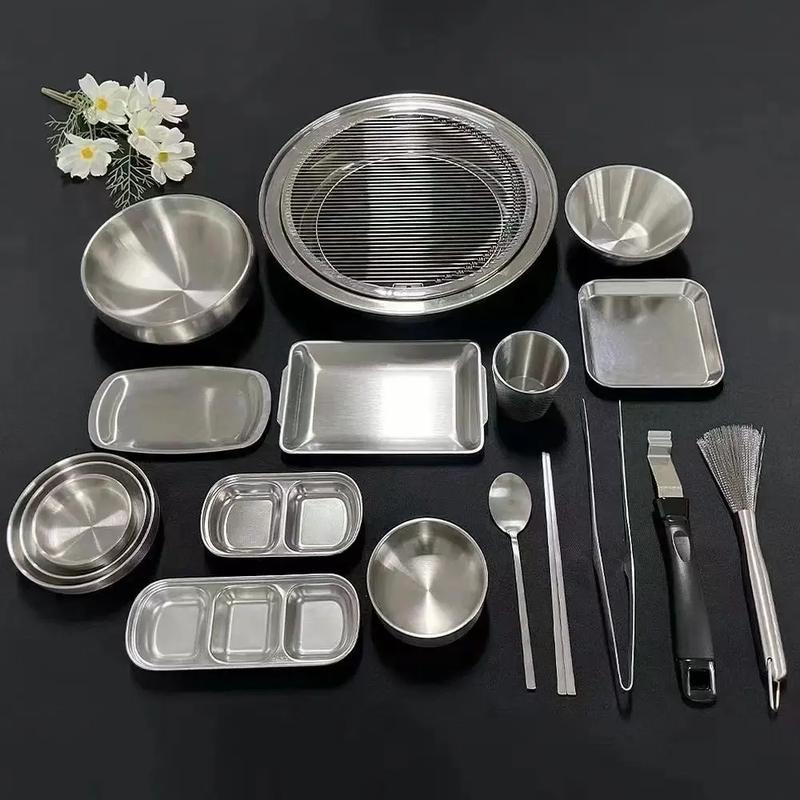 开烤肉店必备厨具!不锈钢餐具,美观实用,有质感,清洗方便,